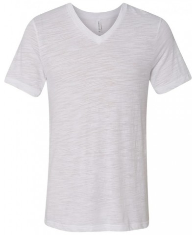 Men's Comfortable V-Neck Soft Fitted Jersey T-Shirt White Slub $7.82 T-Shirts