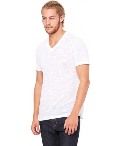 Men's Comfortable V-Neck Soft Fitted Jersey T-Shirt White Slub $7.82 T-Shirts