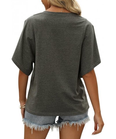 Women Summer Tops V-Neck T-Shirts Womens Tops Dressy Casual Puff Long-Sleeve Tops Tunic Tops Blouse A-grey $10.99 T-Shirts