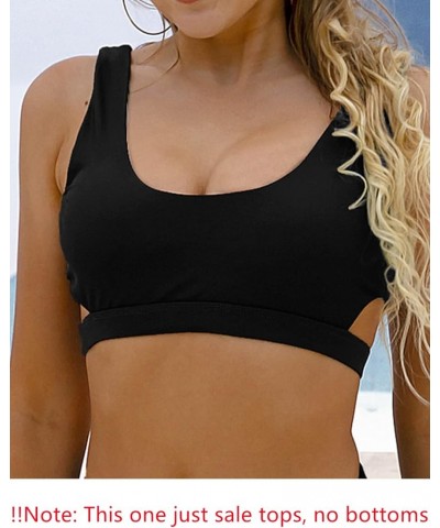 Women's High Waisted Swimsuit Crop Top Cut Out Two Piece Cheeky High Rise Bathing Suit Bikini Black Bikini Top $13.97 Swimsuits