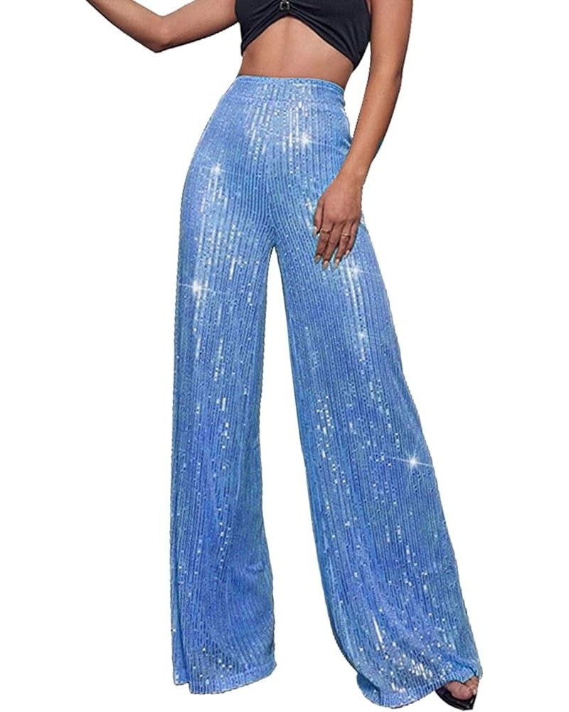 Women High Waisted Sequin Pants Wide Leg Bell Bottom Flared Trousers Fashion Casual Party Club Outfits Bu2 $13.76 Others