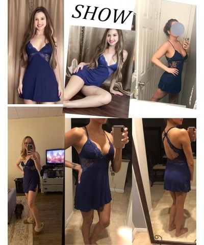 Women Lingerie Lace Chemise Sleepwear Babydoll Teddy Lingerie Blue $8.73 Lingerie