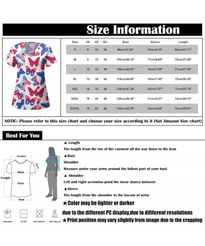 Scrub Tops Women Print Cartoon Pattern Crew Neck Short Sleeve Tops Trendy Short Sleeve Workout Shirts for Women Z-2-blue $6.3...