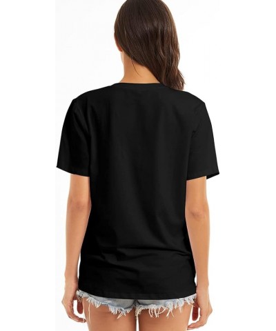 Women's Crew Neck Short Sleeve Loose T-Shirt Basic Casual Solid Fitted Cotton Top 116-2packs-white+black/O-neck $16.34 T-Shirts