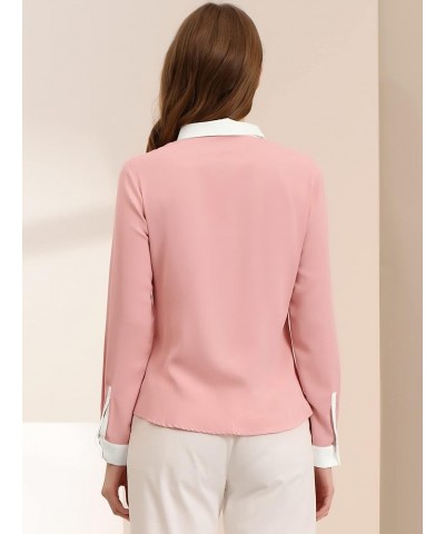 Women's Work Office Button Down Shirt Chiffon Long Sleeve Workwear Blouse Pink $16.17 Blouses