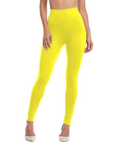 Womens High Waisted Leggings Waist Control Yoga Pants Workout Tights Super Soft Trousers Yellow $8.39 Leggings