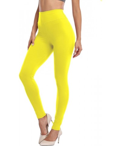 Womens High Waisted Leggings Waist Control Yoga Pants Workout Tights Super Soft Trousers Yellow $8.39 Leggings