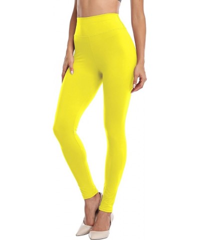 Womens High Waisted Leggings Waist Control Yoga Pants Workout Tights Super Soft Trousers Yellow $8.39 Leggings