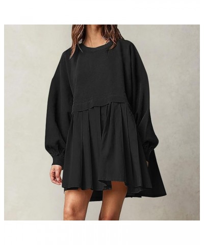 Sweatshirt Dress Dupes Long Sleeve Fall Workout Dress Outfits for Women Trendy 2024 Preppy Pleated Athletic Dress 08 Black $1...