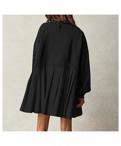 Sweatshirt Dress Dupes Long Sleeve Fall Workout Dress Outfits for Women Trendy 2024 Preppy Pleated Athletic Dress 08 Black $1...