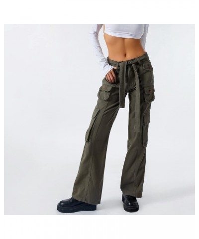 Baggy Cargo Pants for Women High Waisted Wide Leg Jeans Oversized Y2K Denim Pants Trousers Sweatpants C-army Green $17.09 Jeans