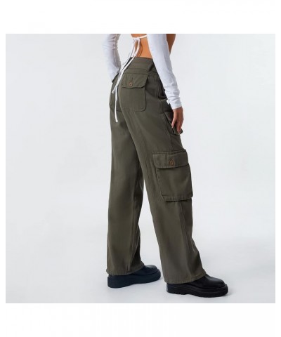 Baggy Cargo Pants for Women High Waisted Wide Leg Jeans Oversized Y2K Denim Pants Trousers Sweatpants C-army Green $17.09 Jeans