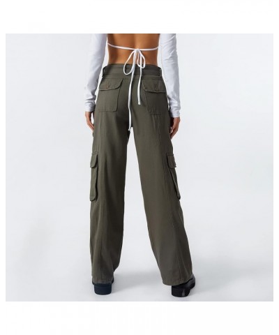 Baggy Cargo Pants for Women High Waisted Wide Leg Jeans Oversized Y2K Denim Pants Trousers Sweatpants C-army Green $17.09 Jeans