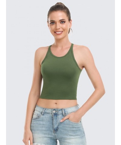 Crop Tops for Women High Neck Tank Top Athletic Cropped Shirts Workout Tanks Gym Clothes 3 Pack Black/White/Army Green $19.08...