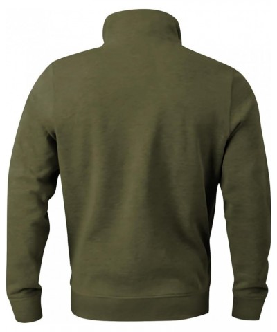 2024 Men's Sweaters 1/4 Zip Up Casual Turtleneck Pullover Polo Slim Fit Sweaters Long Sleeve Thermal Sweatshirts 04-army Gree...