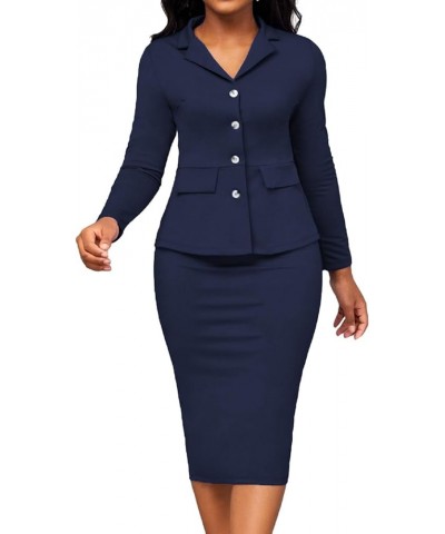 Women Church Dress Work Business Dresses Bodycon Sleeve Round Neck Pencil Dresses C-navy $13.60 Dresses