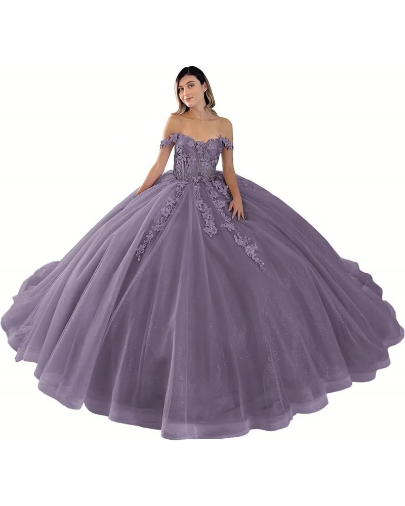 Off The Shoulder Quinceanera Dresses Ball Gown Puffy Sweet 16 Dresses for Teens Lace 15 Dresses for Quinceanera Dusty Purple ...