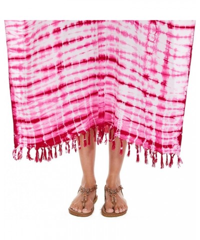 Women Hippie Tie Dye Caftan Kaftan Loungewear Maxi Plus Size Long Dress XL to 4X Fuchsia-14295 $22.87 Sleep & Lounge