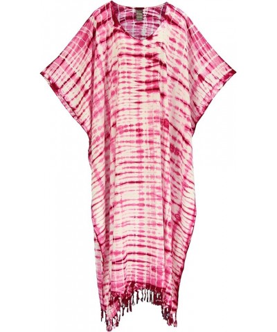 Women Hippie Tie Dye Caftan Kaftan Loungewear Maxi Plus Size Long Dress XL to 4X Fuchsia-14295 $22.87 Sleep & Lounge