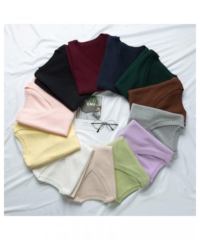 Women’s Sweater Vest V Neck JK Uniform Kint Vests Solid Classic Sleeveless Pullover Sweaters Tops Wine Red $14.49 Sweaters