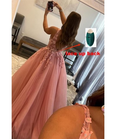 Lace Tulle Prom Dresses Long Ball Gown for Women 2024 V Neck Appliques Aline Sleeveless Formal Gowns and Evening Dresses Must...