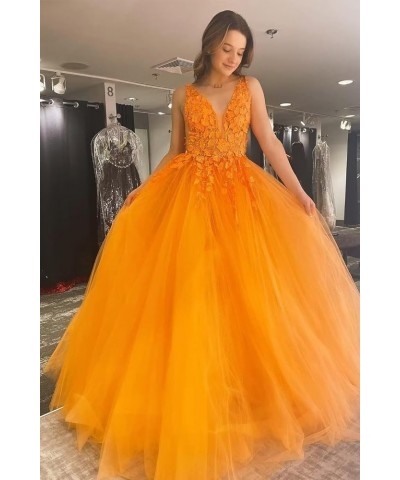 Lace Tulle Prom Dresses Long Ball Gown for Women 2024 V Neck Appliques Aline Sleeveless Formal Gowns and Evening Dresses Must...