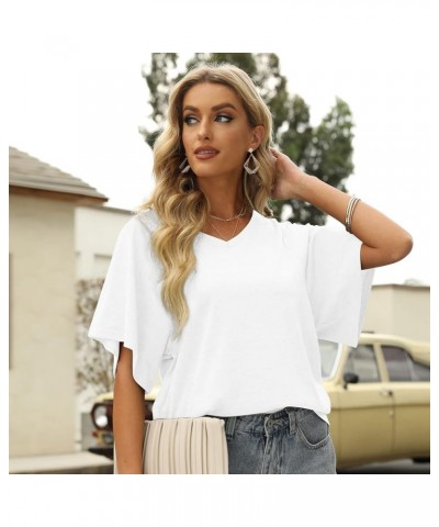 Women Summer Tops V-Neck T-Shirts Womens Tops Dressy Casual Puff Long-Sleeve Tops Tunic Tops Blouse A-white $10.99 T-Shirts