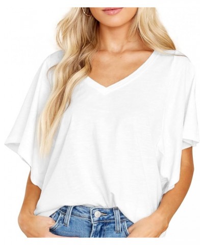 Women Summer Tops V-Neck T-Shirts Womens Tops Dressy Casual Puff Long-Sleeve Tops Tunic Tops Blouse A-white $10.99 T-Shirts