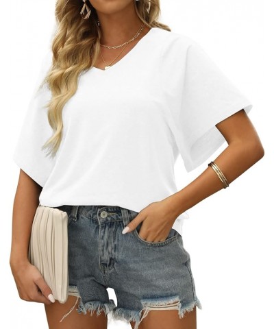 Women Summer Tops V-Neck T-Shirts Womens Tops Dressy Casual Puff Long-Sleeve Tops Tunic Tops Blouse A-white $10.99 T-Shirts