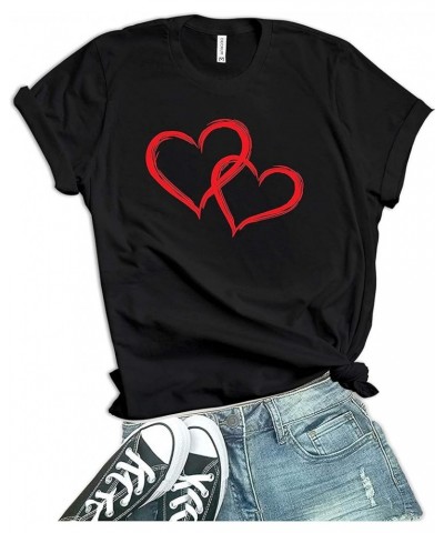 Heart Shirts for Women - Cute Girlfriend Love Graphic Tees Gifts for Her Black - Hearts Valentines Shirt $10.98 T-Shirts