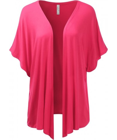 Women's Kimono Style Short Sleeve Open Front Loose Fit Cardigan (S-3XL) Ecd002_fuchsia $10.44 Sweaters