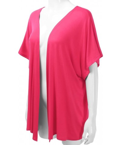 Women's Kimono Style Short Sleeve Open Front Loose Fit Cardigan (S-3XL) Ecd002_fuchsia $10.44 Sweaters