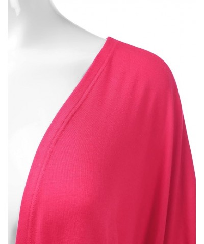 Women's Kimono Style Short Sleeve Open Front Loose Fit Cardigan (S-3XL) Ecd002_fuchsia $10.44 Sweaters