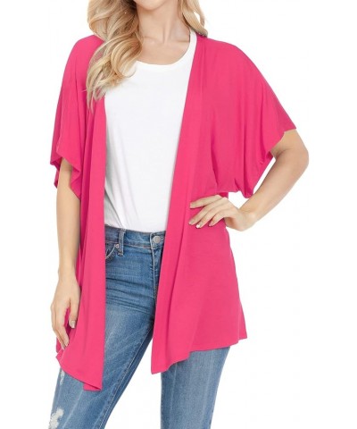 Women's Kimono Style Short Sleeve Open Front Loose Fit Cardigan (S-3XL) Ecd002_fuchsia $10.44 Sweaters