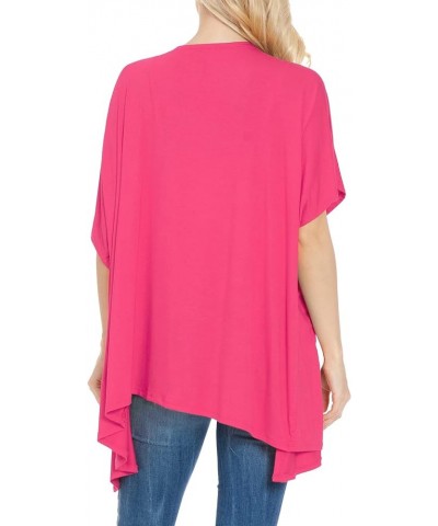 Women's Kimono Style Short Sleeve Open Front Loose Fit Cardigan (S-3XL) Ecd002_fuchsia $10.44 Sweaters