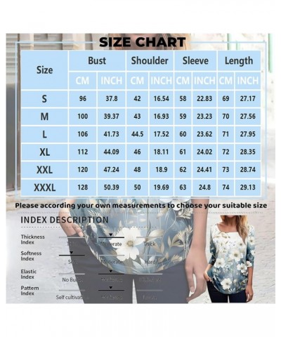 Womens Tops Floral Printed Shirt Square Neck Dressy Casual Plus Size Tunics Or Tops Tunic Tops S1738-sky Blue $10.02 Tops