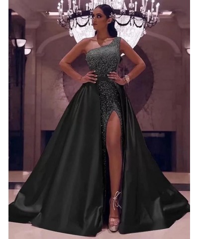 One Shoulder Prom Dresses Mermaid Sequin Ball Gowns Formal Evening Dress for Women,R39 Wine Red $47.25 Dresses