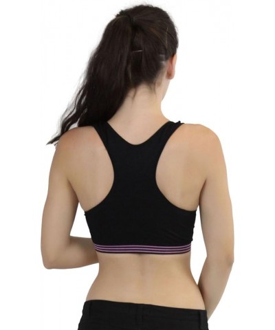 Women's Seamless Spaghetti Strap Supportive Active Wear Sports Bras Striped Racerback - Black $10.41 Lingerie