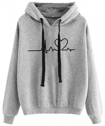 Oversized Sweatshirt for Women Long Sleeve Cute Heart Graphic Hooded Pullover Fashion Lightweight Hoodies 06-gray $6.46 Hoodi...