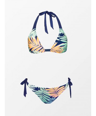 Women Bikini Set Swimwear Triangle Top Halter Tropical Print Tie Sides Low Waisted Bathing Suits Multicolor $12.92 Swimsuits