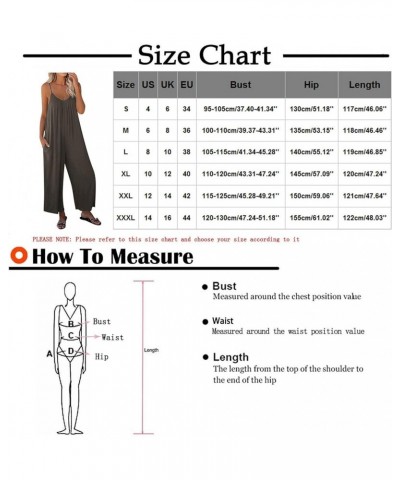 Sleeveless One Piece Jumpsuits for Women Dressy Casual Solid Overalls Loose Fit Spaghetti Strap Rompers with Pocket A3-dark B...