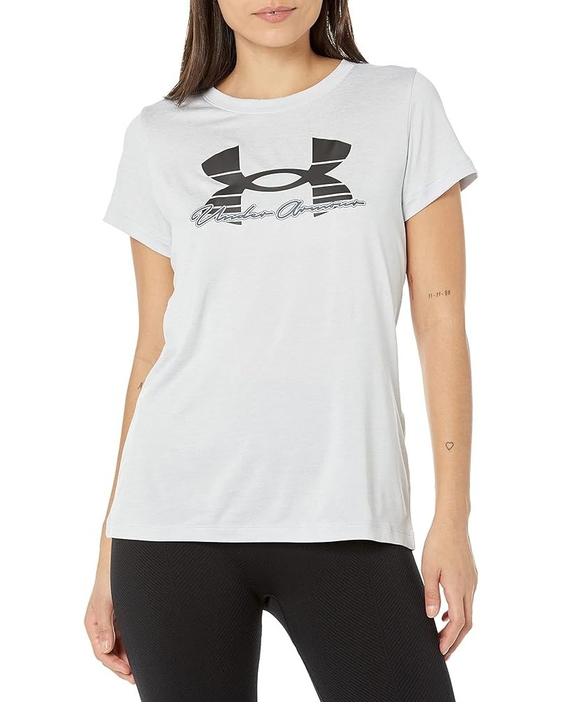 Women's Tech Twist Script Short Sleeve T-Shirt (014) Halo Gray Medium Heather / Black / Downpour Gray $13.33 Activewear