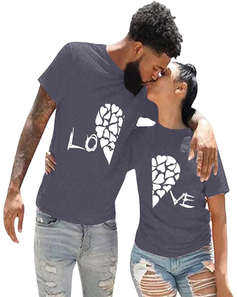 His and Hers Matching Shirts for Couples Casual Short Sleeve Love Printed Tee Shirts Looes Fit Matching T Shirts for Couples ...