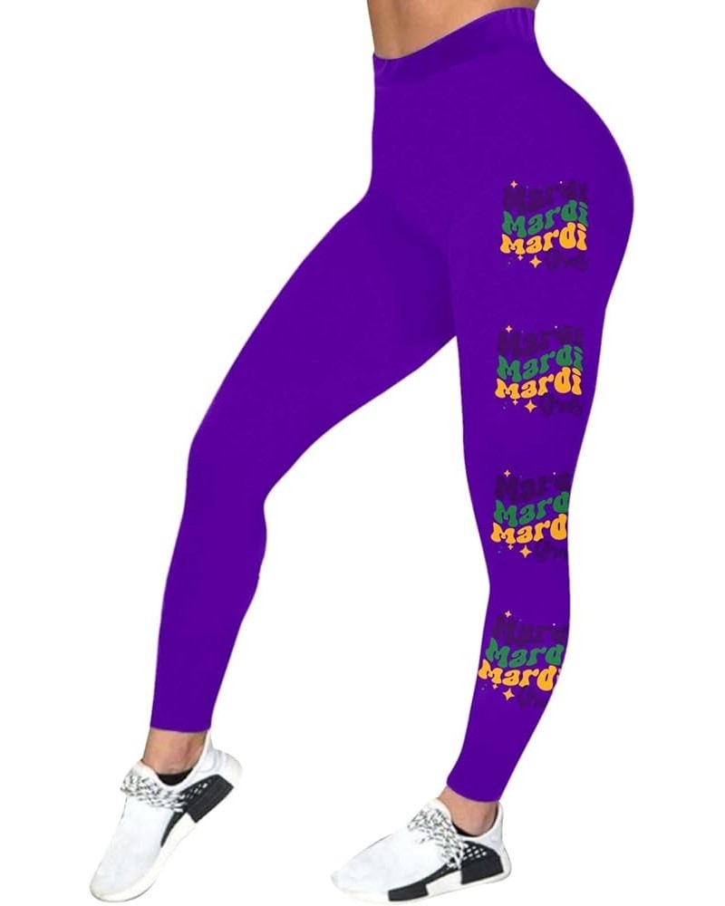 Mardi Gras Leggings for Women Plus Size High Waisted Sports Workout Leggings Tights Ummy Control Stretch Running Yoga Pants Z...