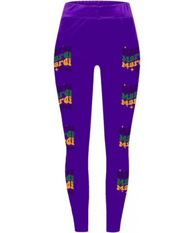 Mardi Gras Leggings for Women Plus Size High Waisted Sports Workout Leggings Tights Ummy Control Stretch Running Yoga Pants Z...