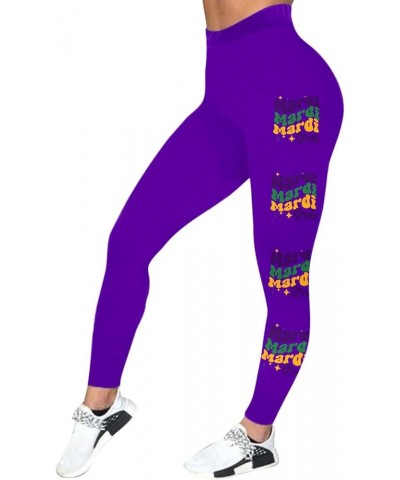 Mardi Gras Leggings for Women Plus Size High Waisted Sports Workout Leggings Tights Ummy Control Stretch Running Yoga Pants Z...