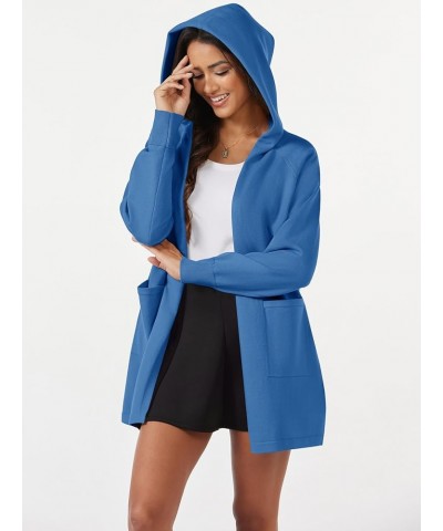 Women's Open Front Cardigan Knit Lightweight Coatigan Jacket Hooded Sweater Coat 2 Pockets 2024 Spring Casual Victoria Blue $...