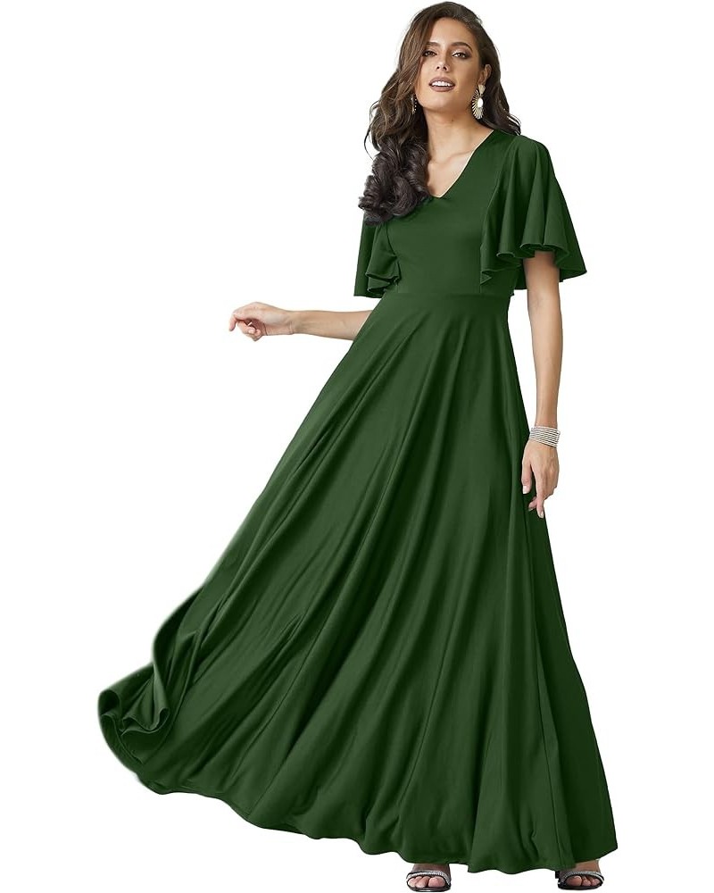 Womens Long Elegant Bridesmaid Evening Cocktail Modest Maxi Dress Olive Green $35.37 Dresses