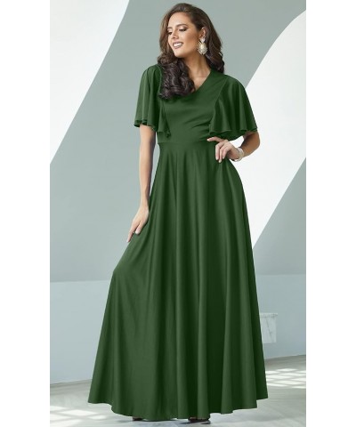 Womens Long Elegant Bridesmaid Evening Cocktail Modest Maxi Dress Olive Green $35.37 Dresses