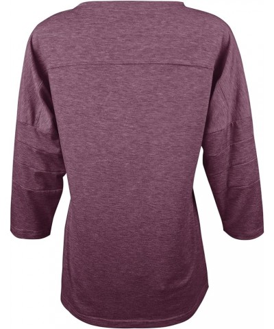 Women's Casual 3/4 Sleeve T-Shirts Loose Round Neck Cute Tunic Tops Basic Tees Blouses Wine Red $17.10 T-Shirts